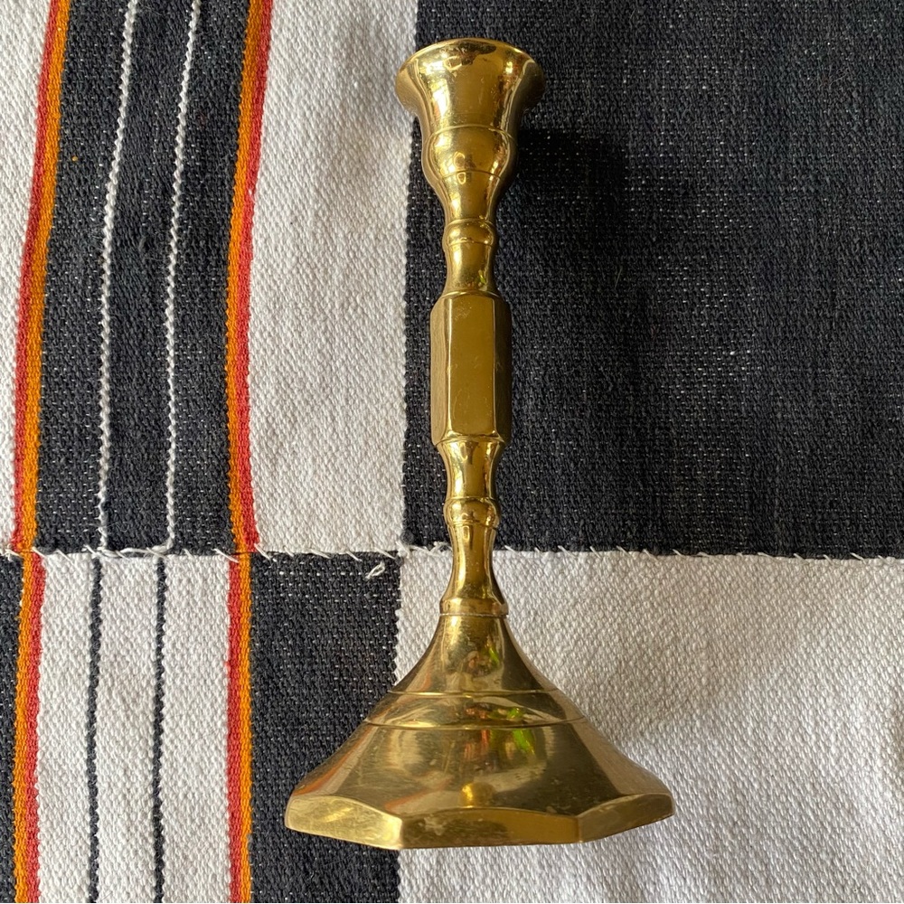 Vintage Solid Brass Candlestick holder. Fits tapered candles. 7”x3”